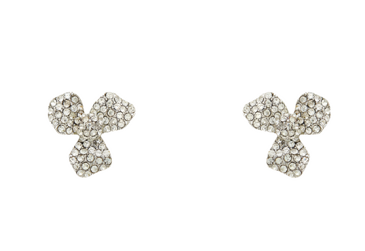 Crystal Pave Trillium Stud Earrings