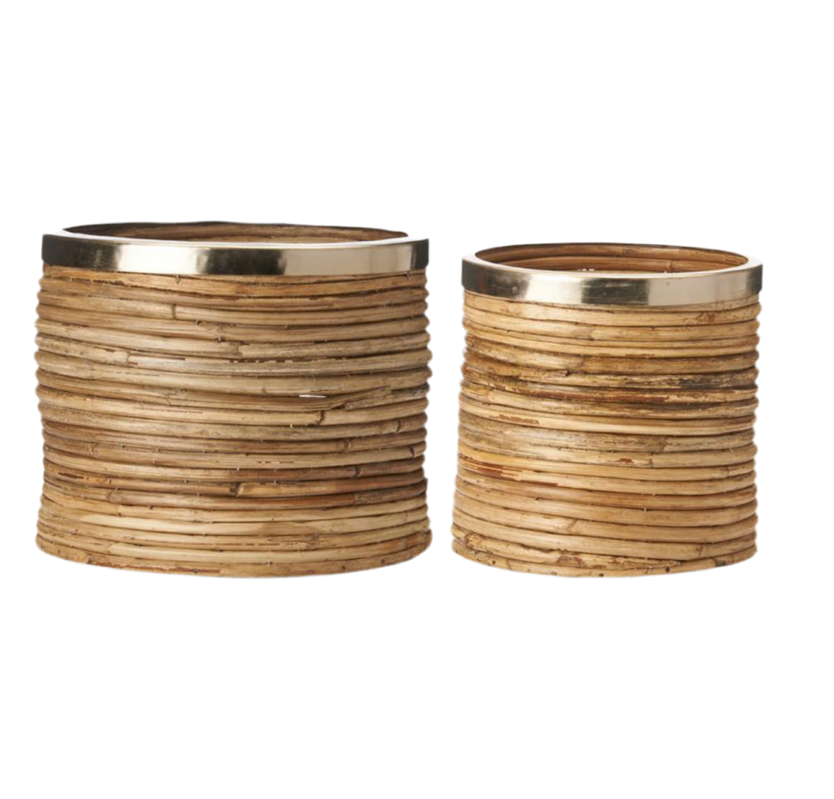 Bamboo Basket w/ Metal Rim Set