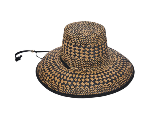 Neutral Night Brielle Checkered Straw Hat