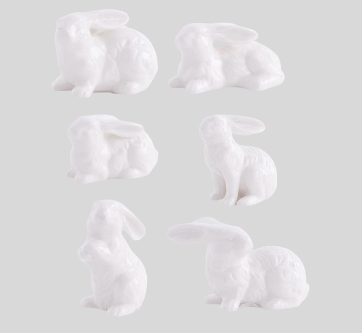 Assorted White Porcelain Bunnies