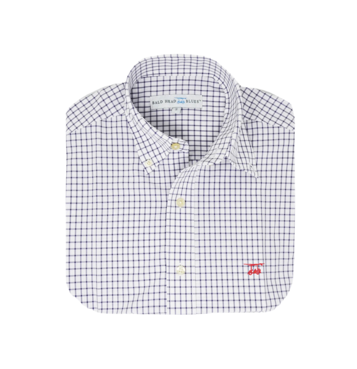 White/Medieval Check Button Down