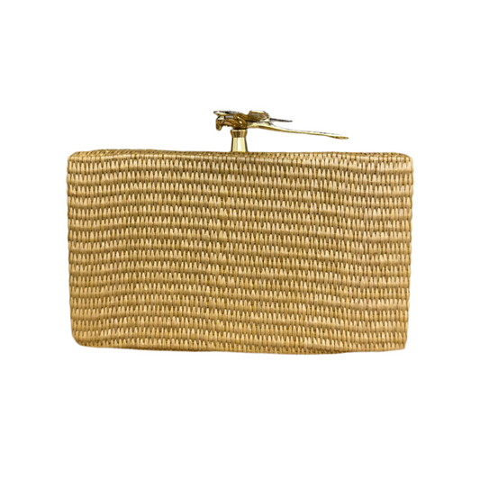 Straw Handbag w/ Gold Dragonfly