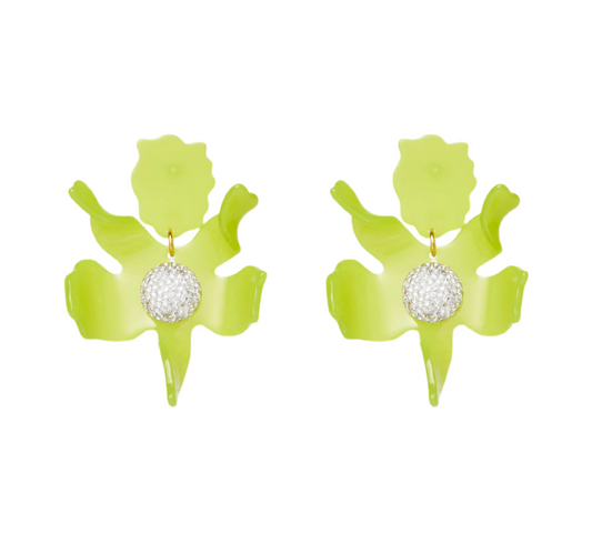 Chartreuse Crystal Lily Earrings FINAL SALE