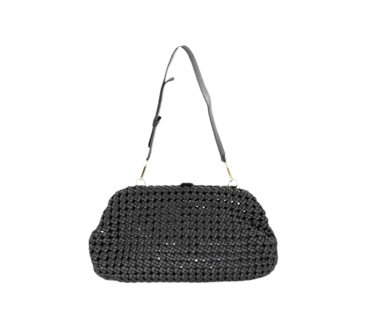 Black Braided Weave Clutch