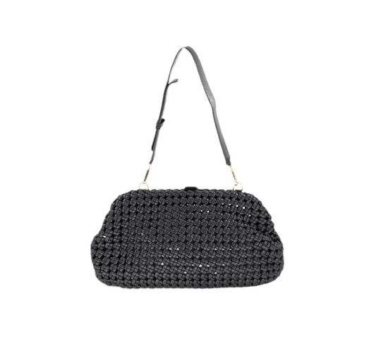 Black Braided Weave Clutch