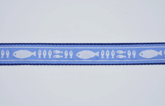 Blue & White Batik Fish Dog Collar