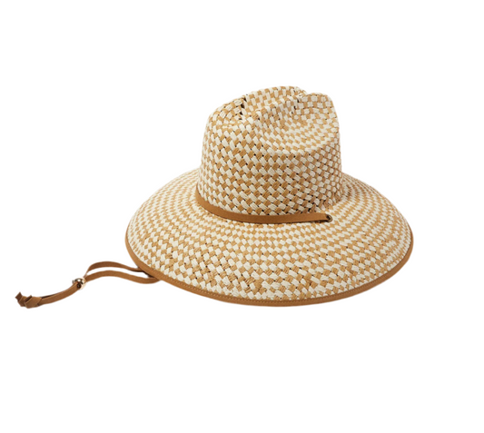 Natural Straw Checkered Hat