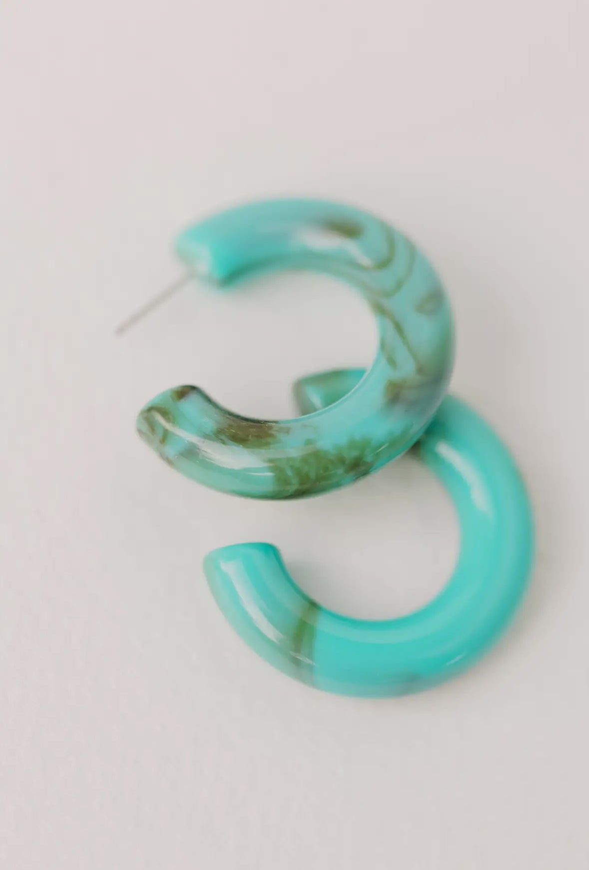 Turquoise Chunky Lucite Statement Hoops