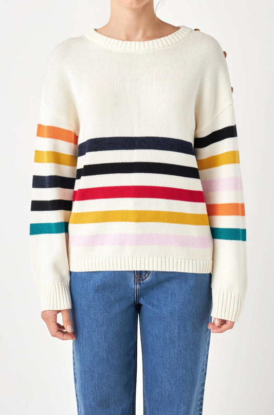 Multicolor Sweater w/ Button