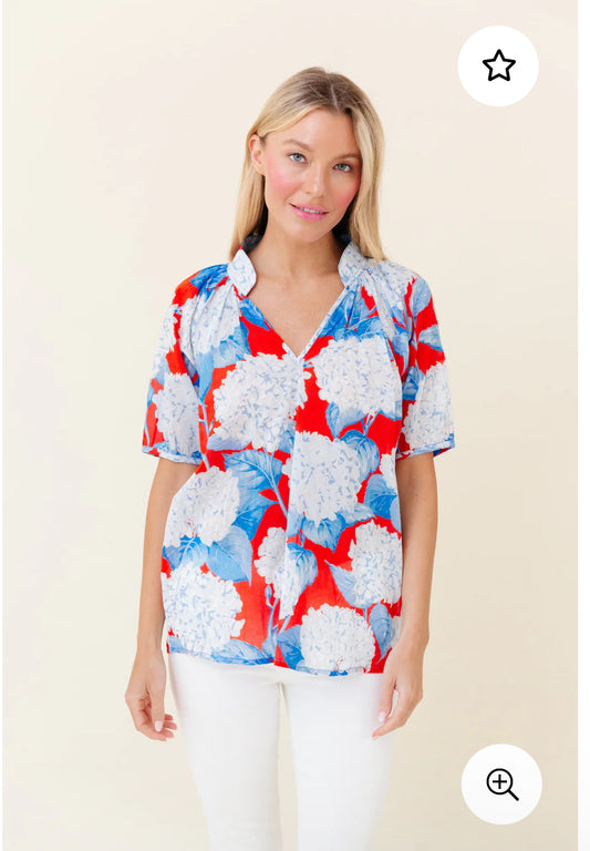 Dana Blouse Americana Hydrangea