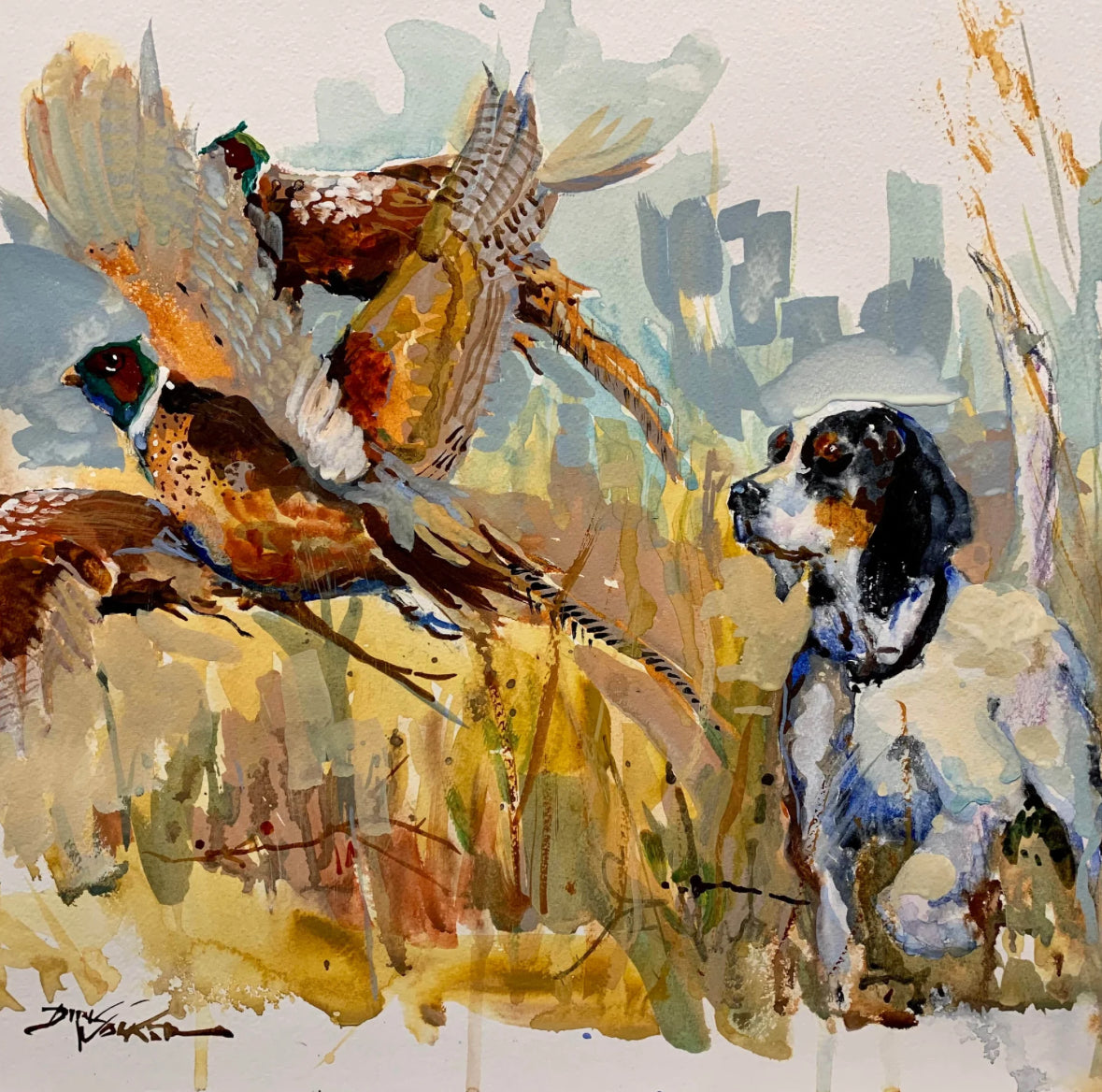 King of Corn Pheasants in Flight 5X7 Mat