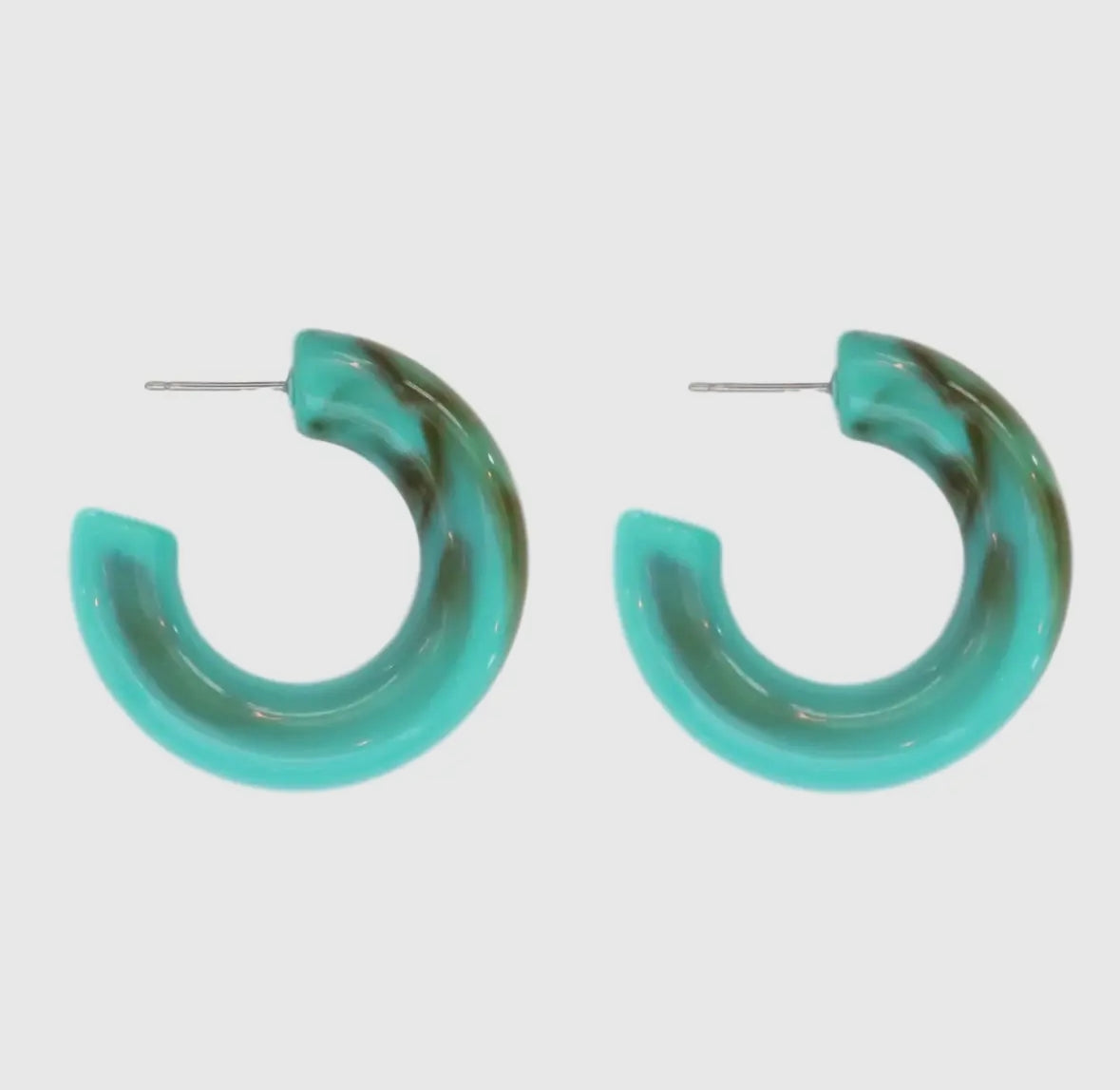 Turquoise Chunky Lucite Statement Hoops