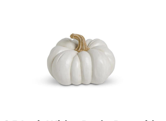 5 In. White Resin Pumpkin