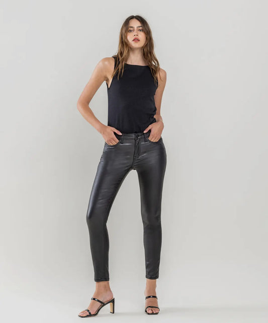 Mid Rise Coated Crop Skinny