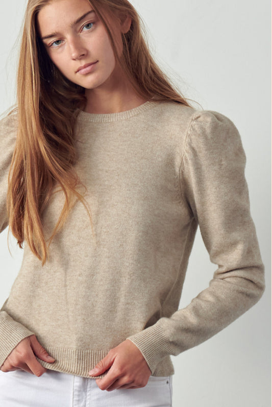 Puff Sleeve Basic Sweater