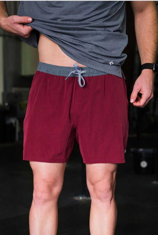 Athletic Short - Maroon 7 Inch