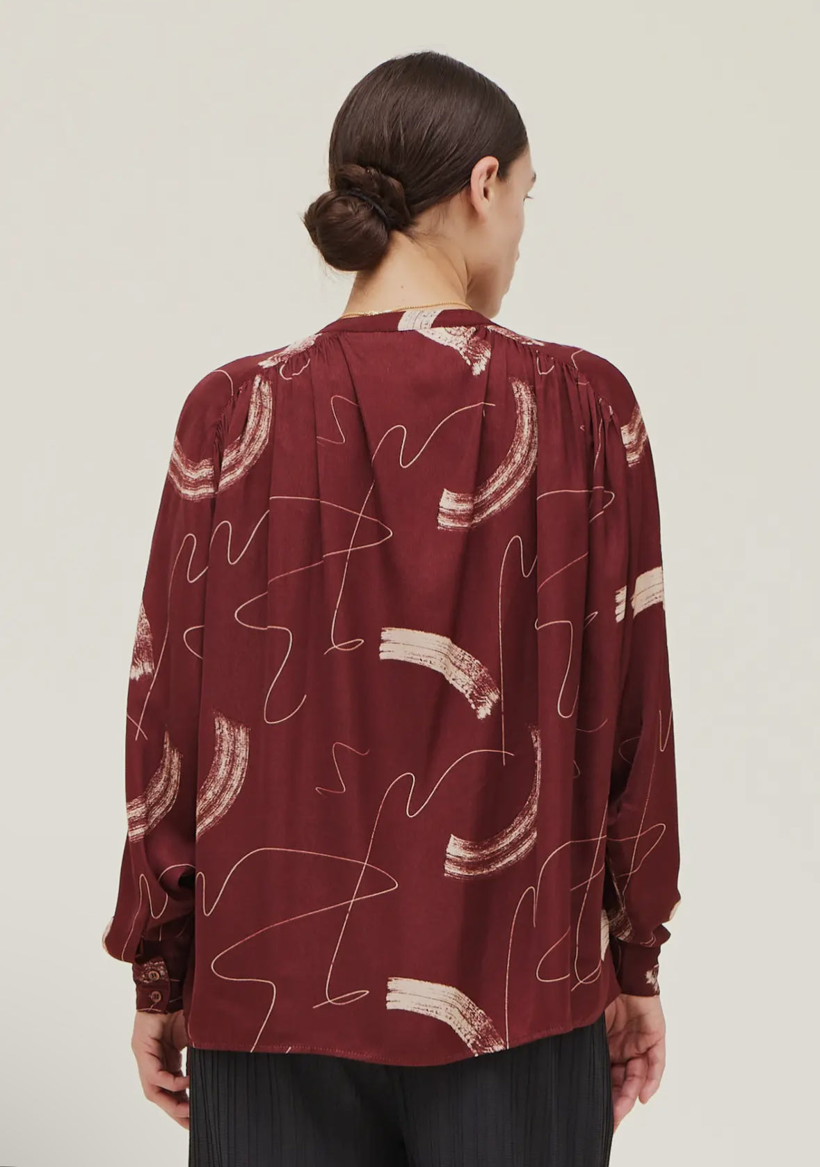 Stroke Print Satin Shirt