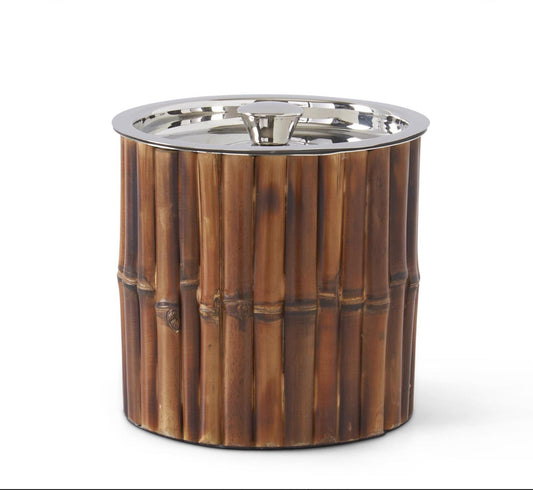 Metal and Bamboo Ice Bucket