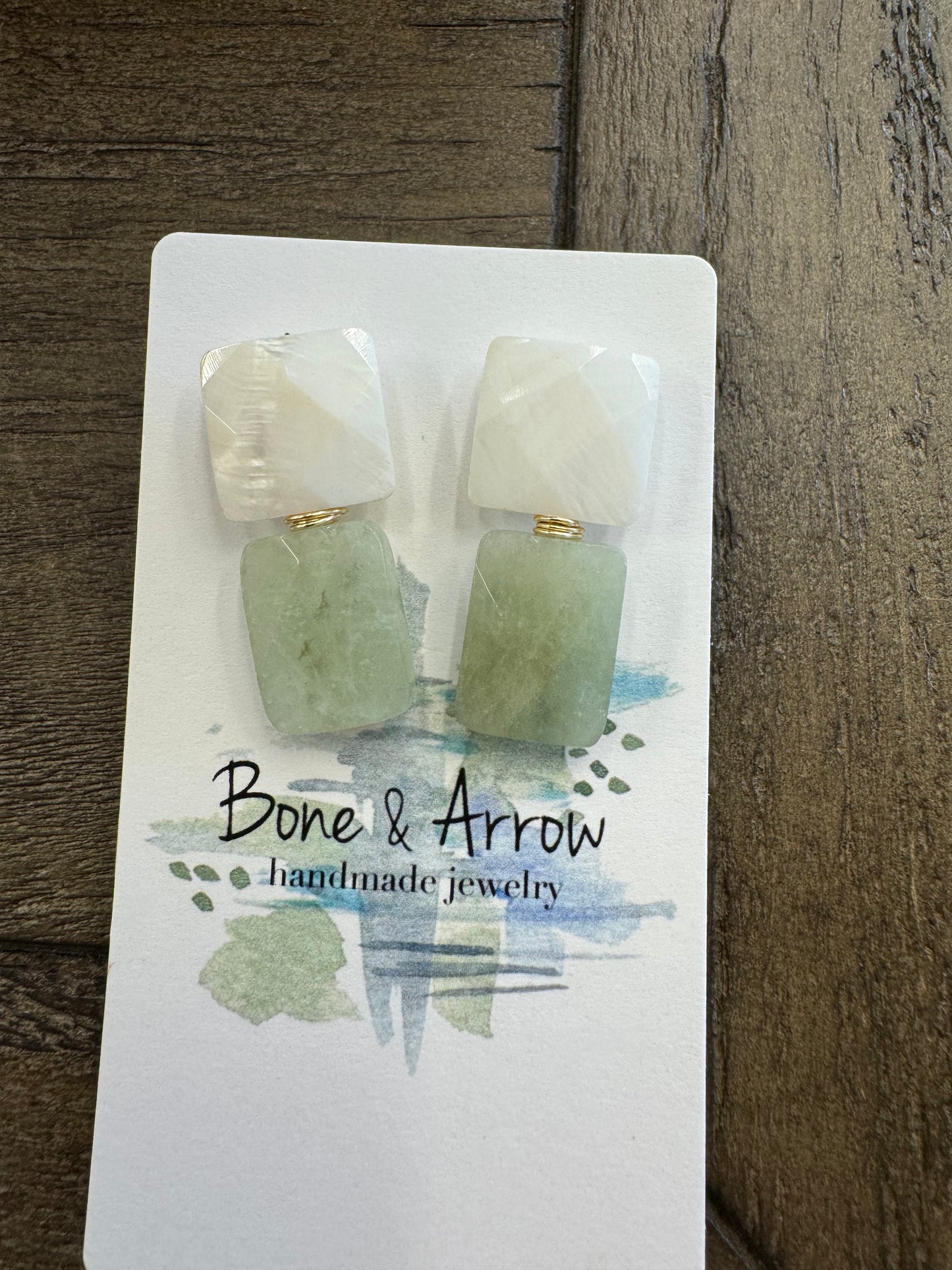 Beveled Amazonite/Pearl Earrings