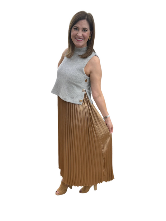 sweater top metallic pleated skirt dress