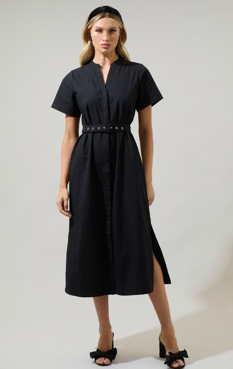 Amira Button Front Midi Dress