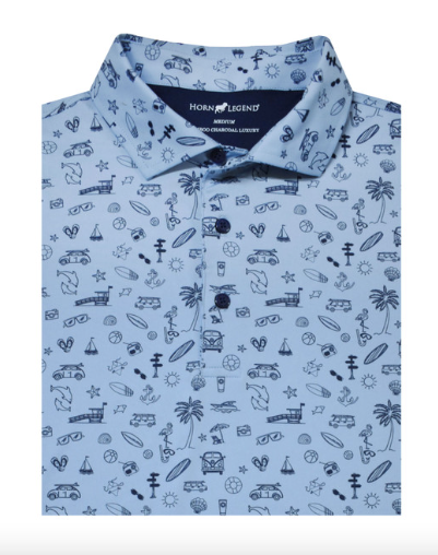 Bamboo Charcoal Malibu Print Polo