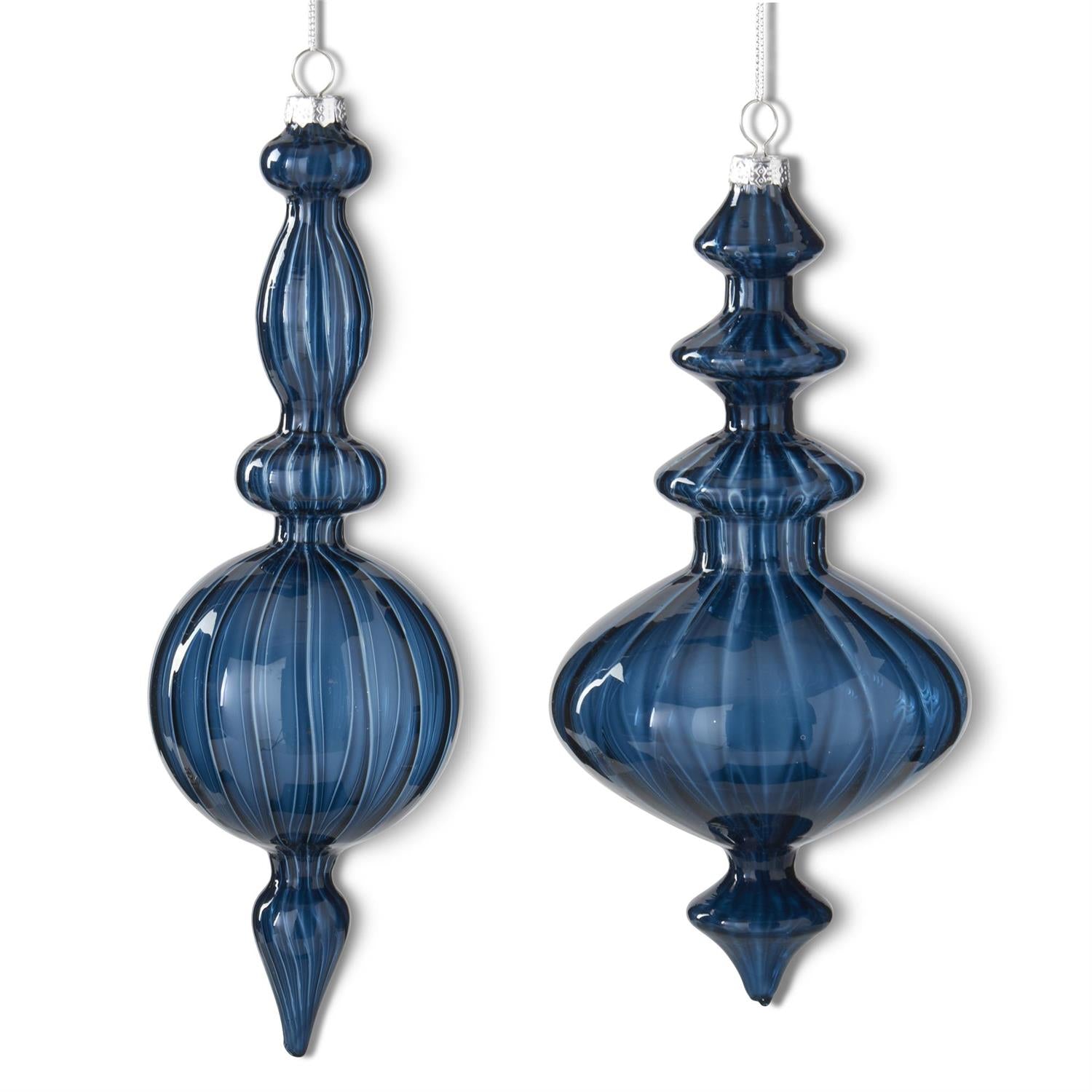 dark blue glass finial Christmas ornament