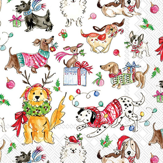 Christmas Dogs Christmas Paper Cocktail Napkins