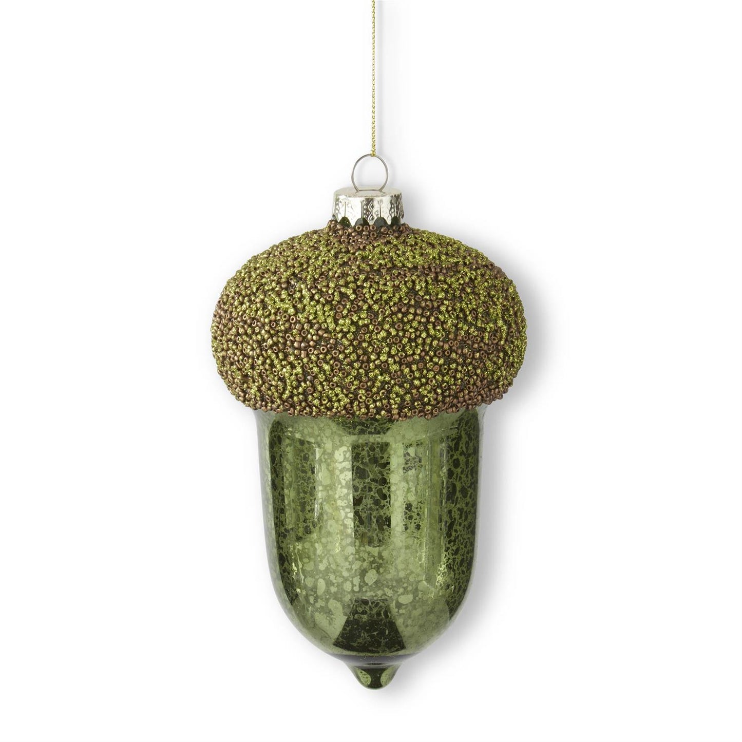 nature inspired mercury glass green acorn ornament