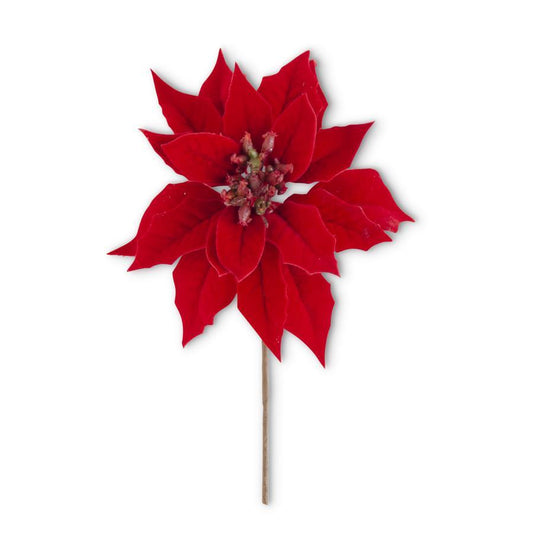 9 inch red poinsettia pick Christmas decor